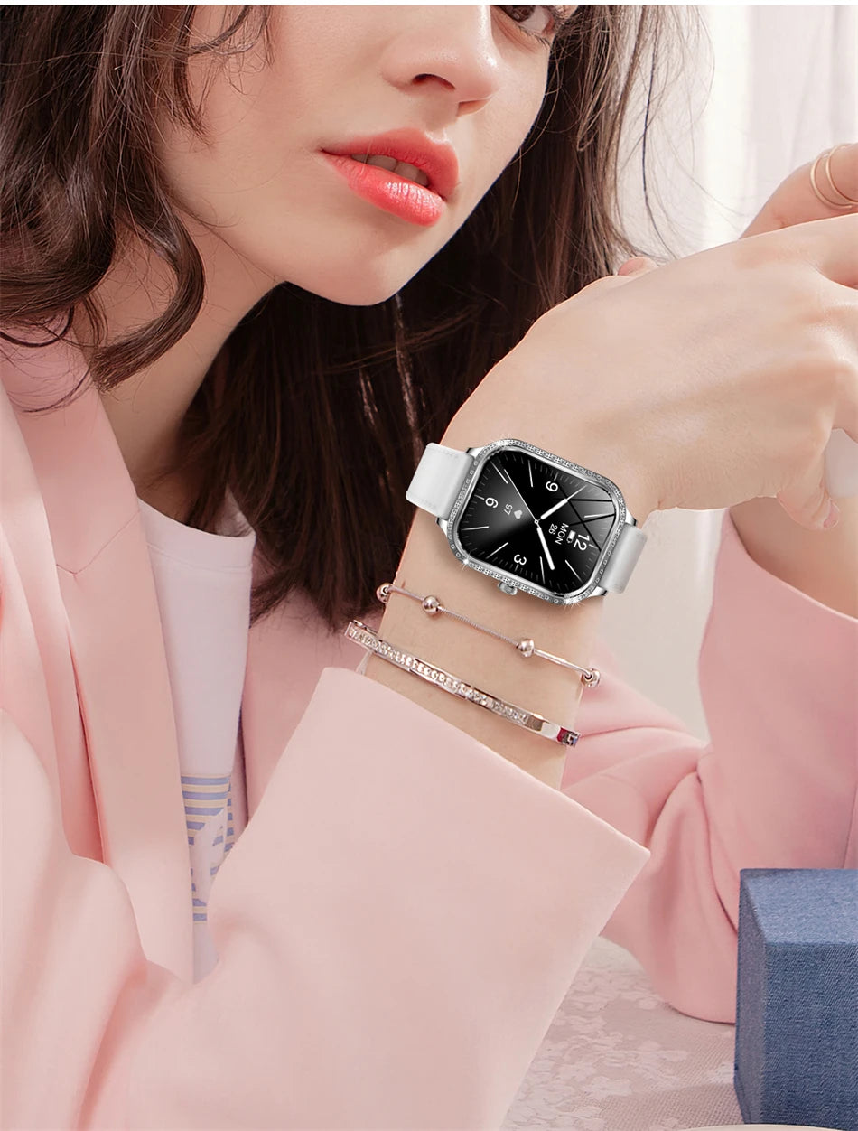 For Xiaomi Huawei New Women Smart Watch Heart Rate Blood Pressure Monitor Music Playback AI Voice Sports BT Calling SmartWatch