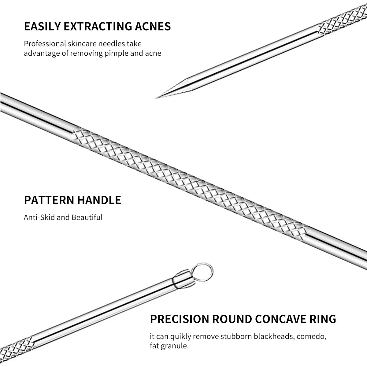 Acne Needle Remove Blackhead Blemish Pimple Comedone 4pcs/Set Double-ended Stainless Steel Facial Cleaning Skin Care