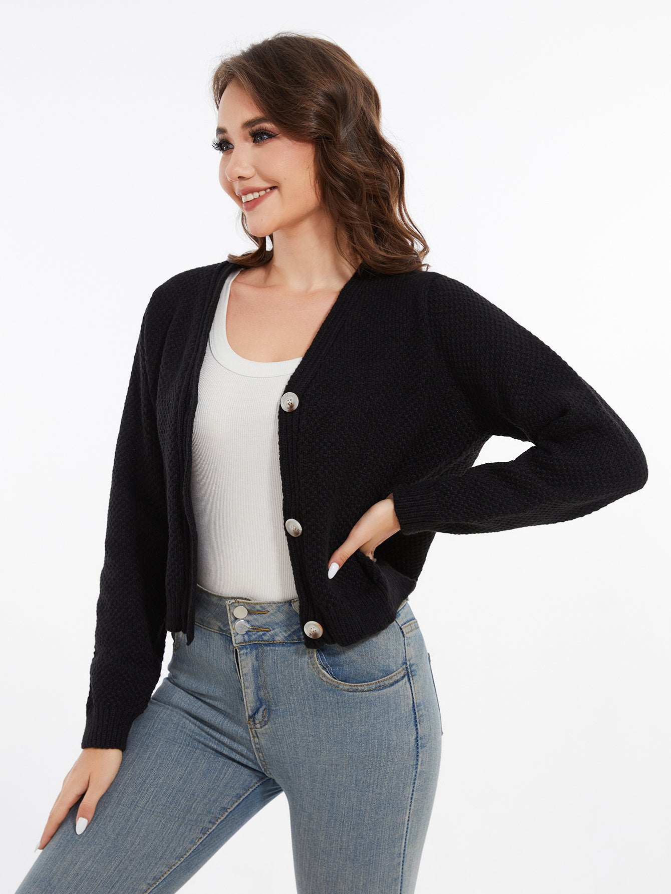 Women's Long Sleeved Striped Cardigan Sweater Top