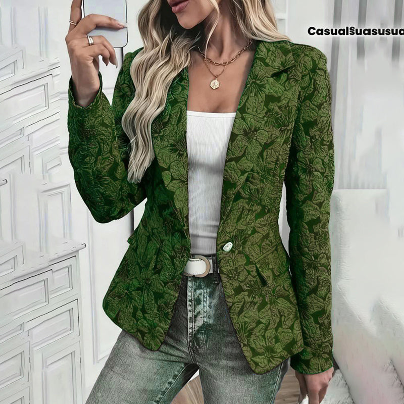 Women's Fall Business Casual Jacket 2025, Chic Floral Single Button Long Sleeve Blazer