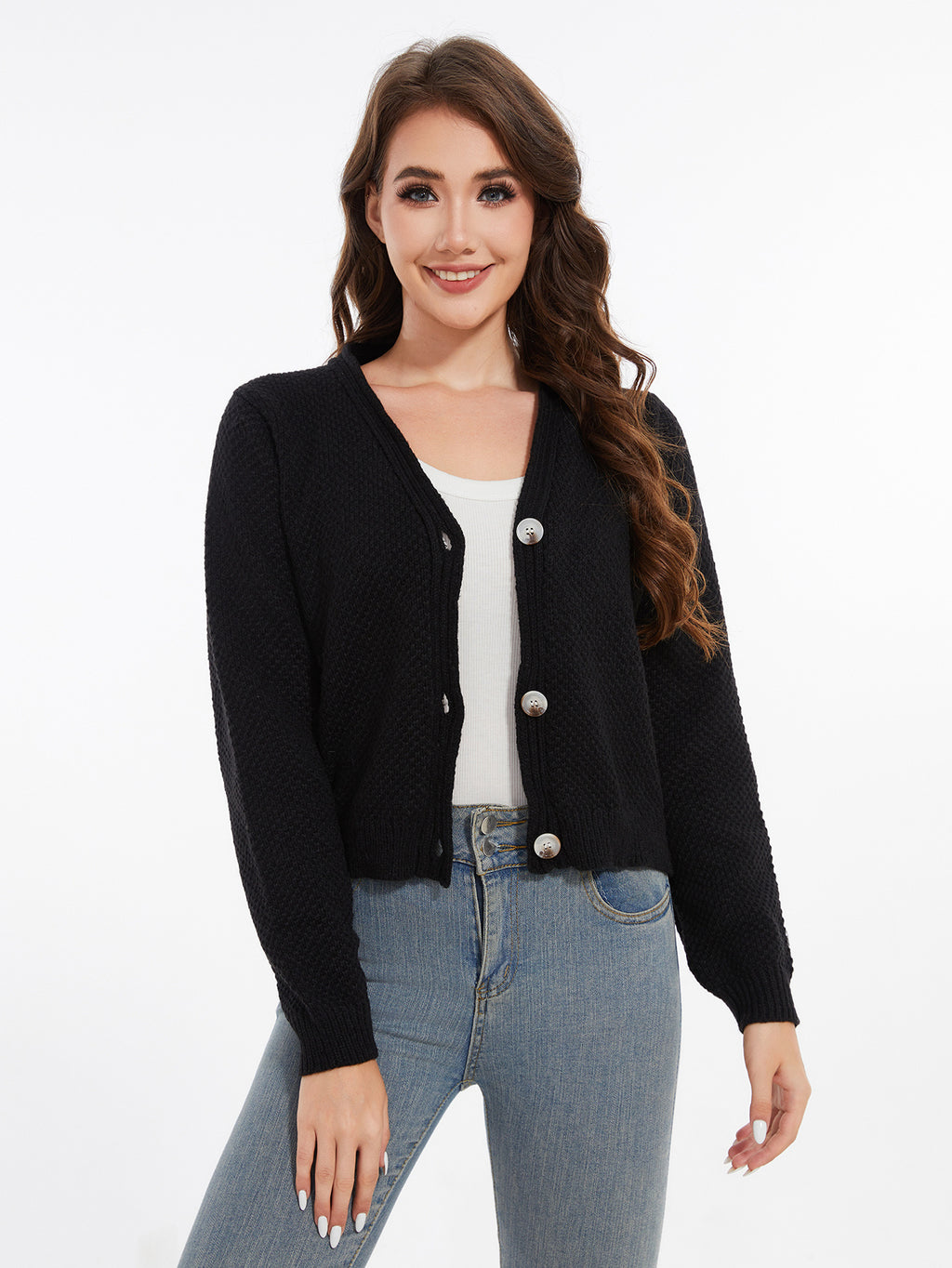 Women's Long Sleeved Striped Cardigan Sweater Top