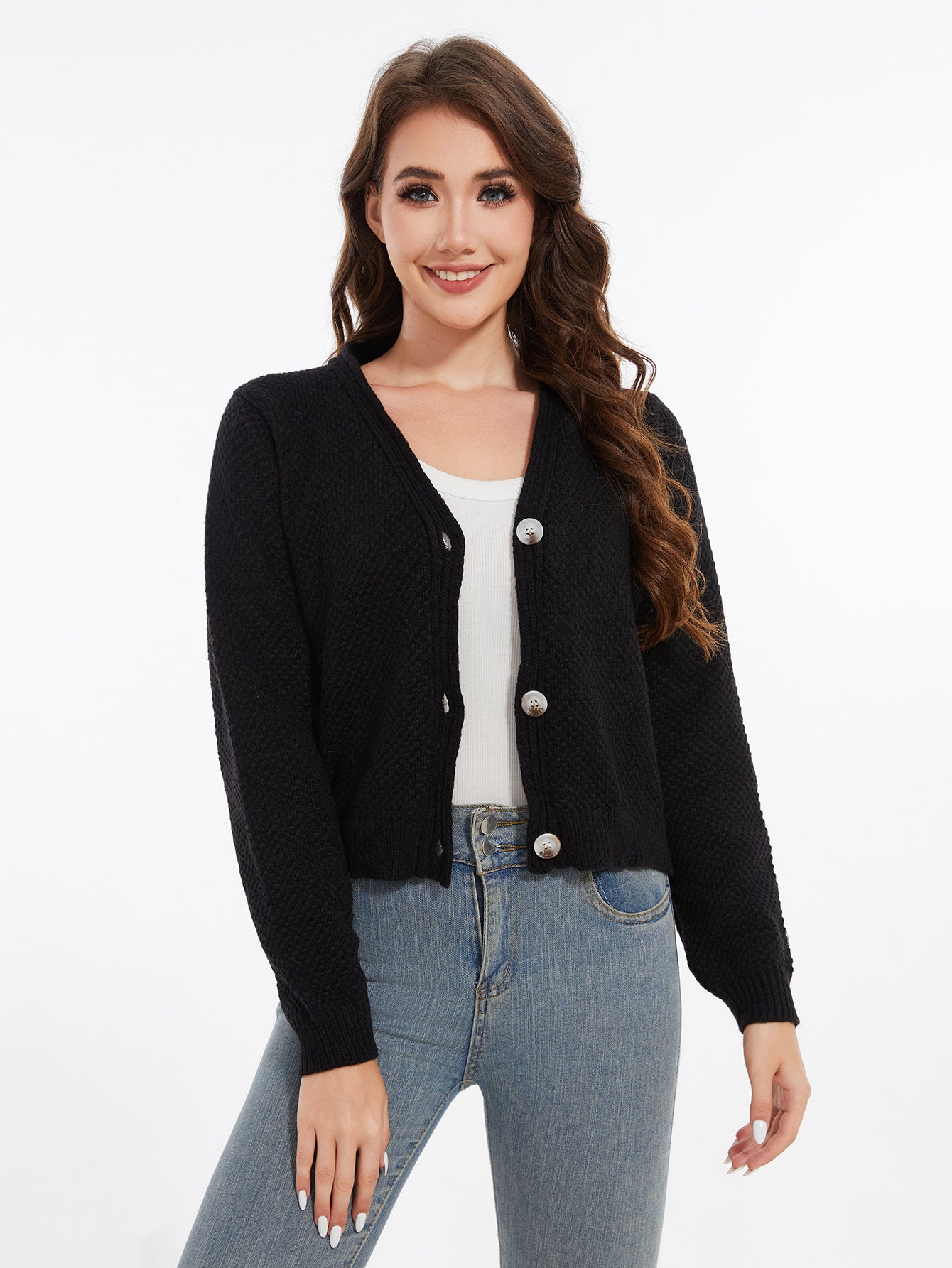 Women's Long Sleeved Striped Cardigan Sweater Top