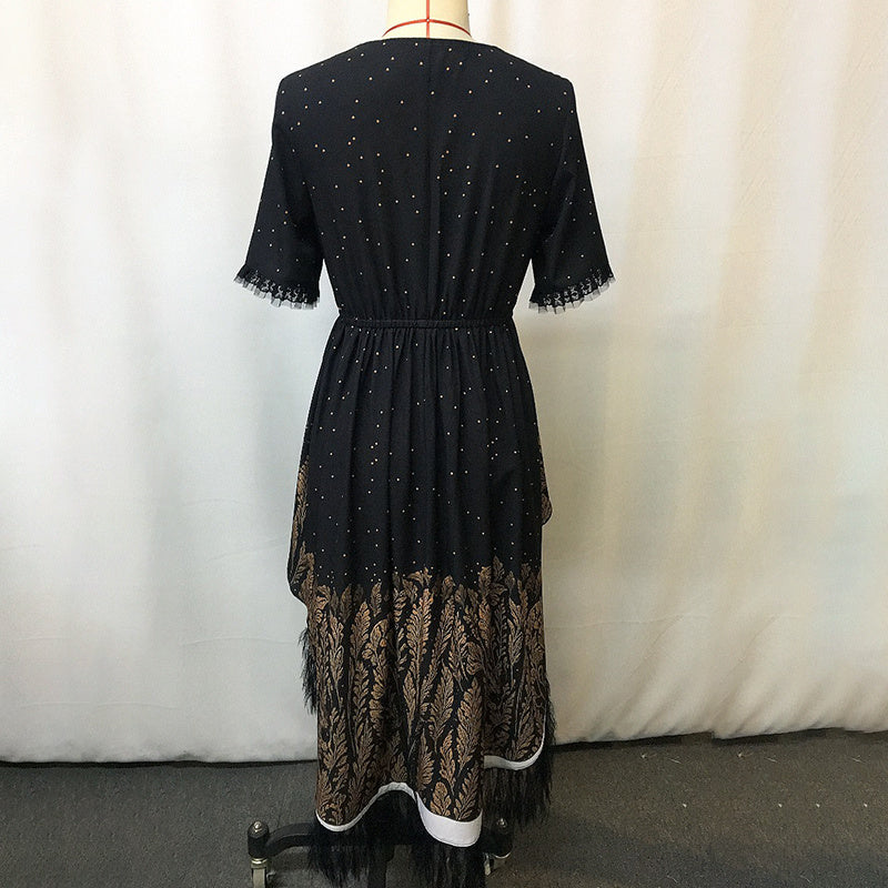 Women's Boho Cowgirl Dress With Fringe Tassels, V Neck Asymmetrical High Low Party Dress, Western Festival Club Outfit, NO Belt