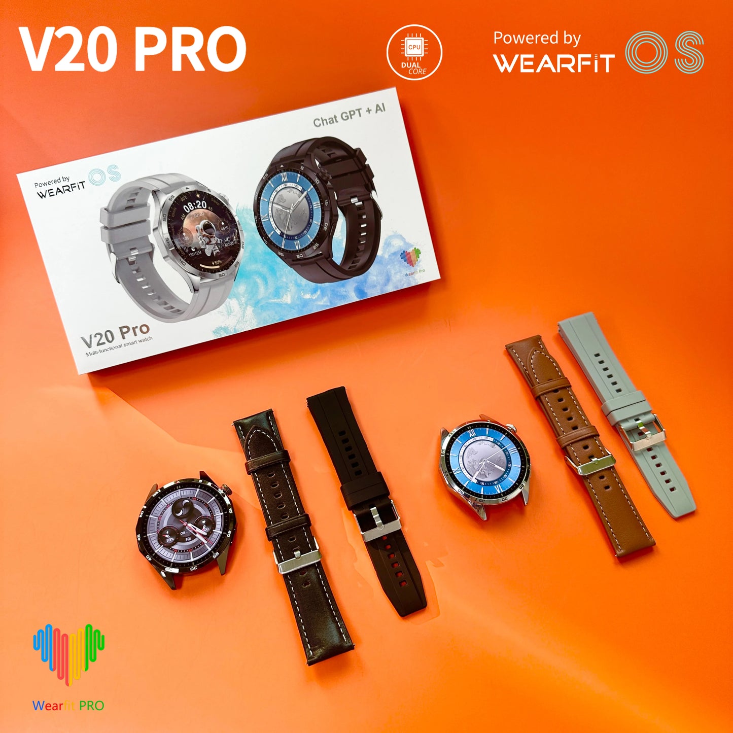 Popular V20PRO round screen smart bracelet GT5 true rate waterproof NFC dual payment AI multi-function smart watch