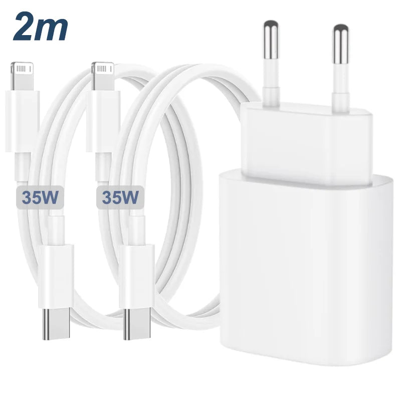 PD 35W USB C Charger Fast Charger Type C Cable Mobile Phone Charger Wall Adapter For iPhone 15 16 Pro Max Xiaomi Samsung Huawei