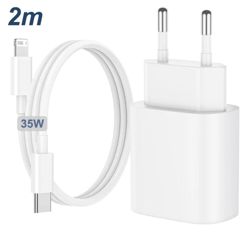 PD 35W USB C Charger Fast Charger Type C Cable Mobile Phone Charger Wall Adapter For iPhone 15 16 Pro Max Xiaomi Samsung Huawei