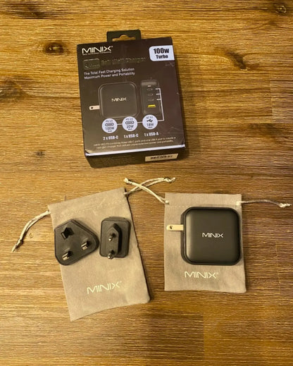MINIX NEO P3 100W GaN USB Charger Travelling Charger with multi plugs EU/US/AU/UK  for Macbook ,For iPhone , For Samsung ,MI