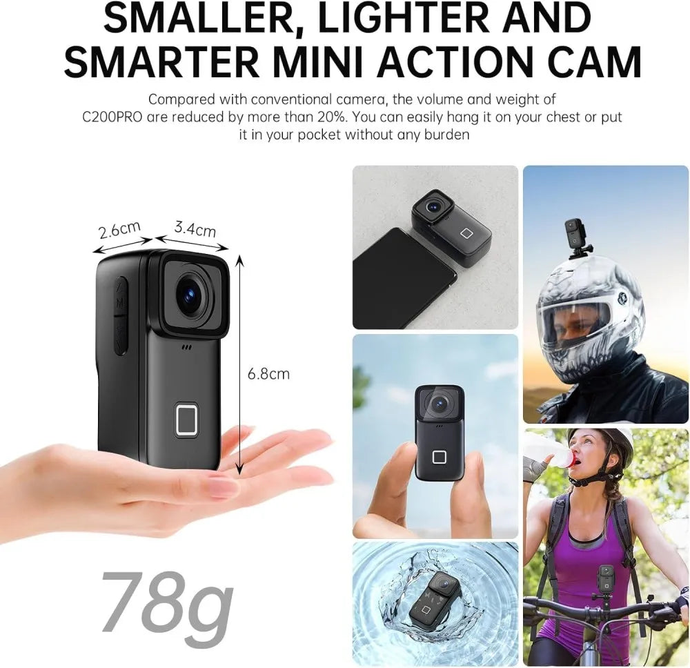 C200Pro SJCAM 5G WiFi Vlogging Action Camera 4K 30FPS ,40M DV Webcam Thumb Camera with 6-Axis Stabilization - Universal Market