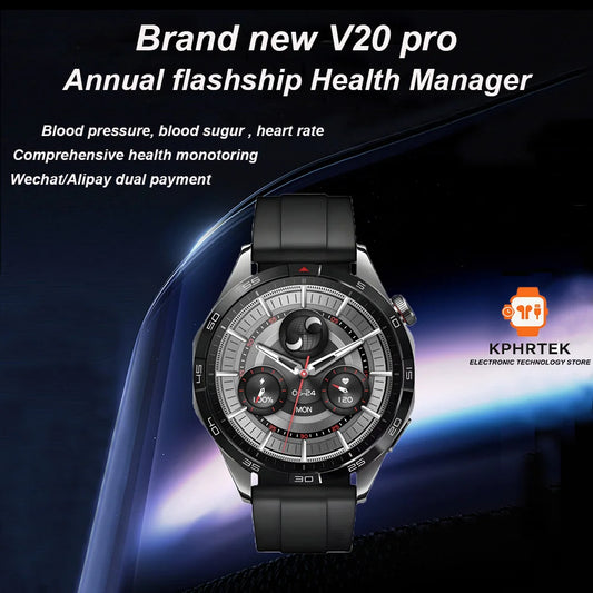 Popular V20PRO round screen smart bracelet GT5 true rate waterproof NFC dual payment AI multi-function smart watch