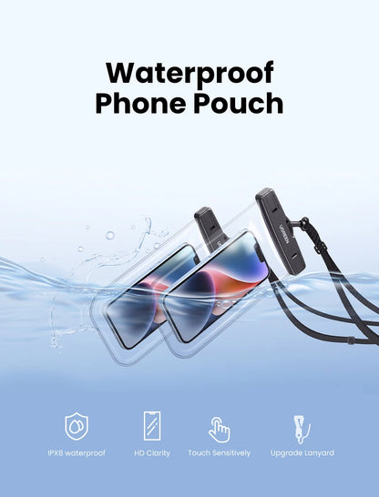 UGREEN 7.2 inch IPX8 Waterproof Phone Case Bag For iPhone 16 15 14 13 12 Pro Max Samsung Universal Swimming Protective Pouch Bag
