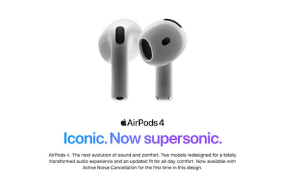 Apple AirPods 4 Wireless Earbuds,with Active Noise Cancellation,Adaptive Audio,Transparency Mode,Spatial Audio,Wireless Charging