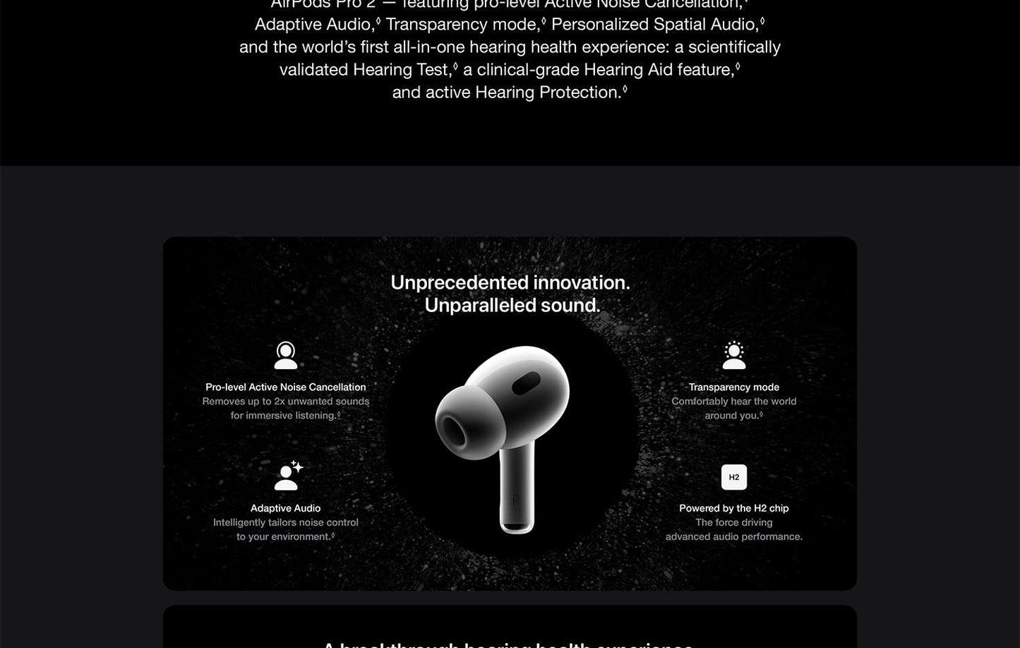 Apple AirPods Pro 2 Wireless Bluetooth Earbuds Active Noise Cancellation Transparency Spatial Audio USB-C MagSafe Charging Case