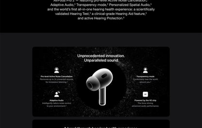 Apple AirPods Pro 2 Wireless Bluetooth Earbuds Active Noise Cancellation Transparency Spatial Audio USB-C MagSafe Charging Case