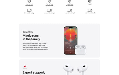 Apple AirPods Pro 2 Wireless Bluetooth Earbuds Active Noise Cancellation Transparency Spatial Audio USB-C MagSafe Charging Case