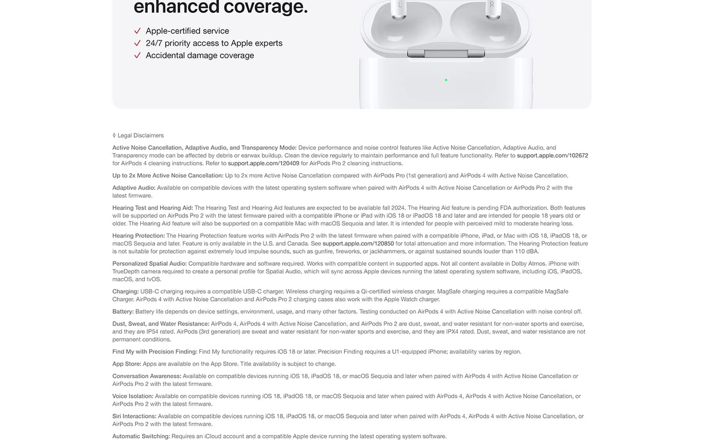 Apple AirPods Pro 2 Wireless Bluetooth Earbuds Active Noise Cancellation Transparency Spatial Audio USB-C MagSafe Charging Case