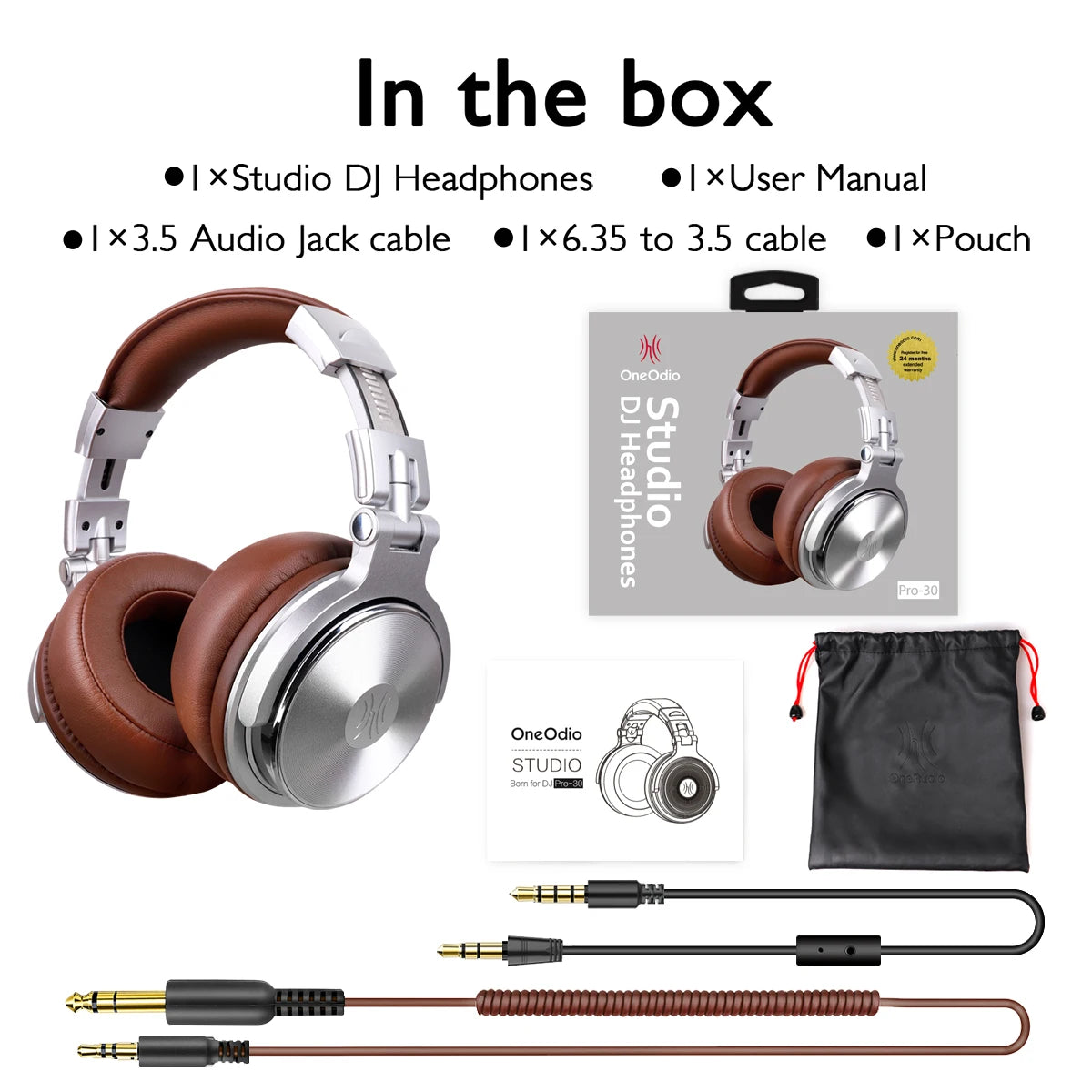 Oneodio Pro 30 Professional Studio DJ Headphones With Microphone Over Ear Wired Earphones HiFi Monitors Foldable Gaming Headset - Universal Market