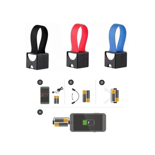 Portable Emergency Phone Charger Powered by 2Pcs AA Batteries with Micro USB/ USB-C/ A pple Connectors for Universal Phone