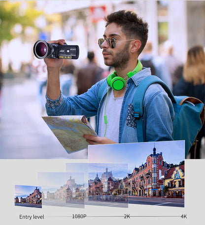 Video Camera 4K Digital Camcorder Professional, Ordro AC3 YouTube Blogger Vlog Cameras Filmadora with Microphone 64GB SD Card