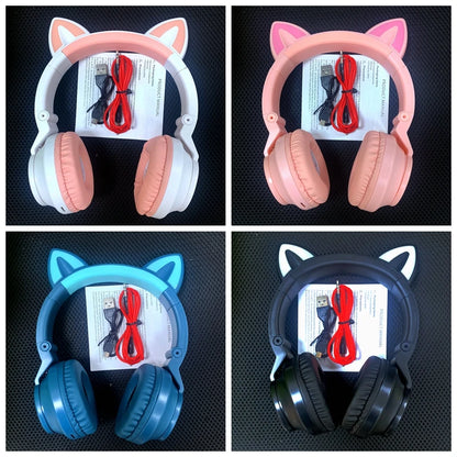 HiFi Girls Wireless Unicorn headphones with Mic phone Stereo Bass Cute Children Music Kid Cat Bluetooth Headsets Support SD Card - Universal Market