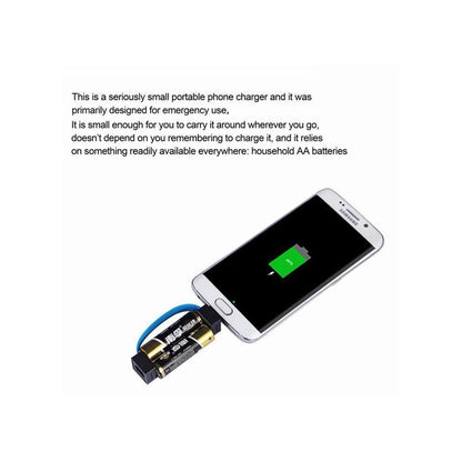 Portable Emergency Phone Charger Powered by 2Pcs AA Batteries with Micro USB/ USB-C/ A pple Connectors for Universal Phone