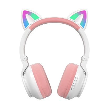 HiFi Girls Wireless Unicorn headphones with Mic phone Stereo Bass Cute Children Music Kid Cat Bluetooth Headsets Support SD Card - Universal Market