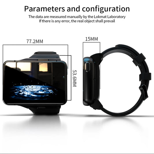 LOKMAT Smart Watch 2.88" Smartwatches Full Touch 4GB+64GB Dual Camera Smartwatch Video Chat Heart Rate Monitor Waterproof Watch
