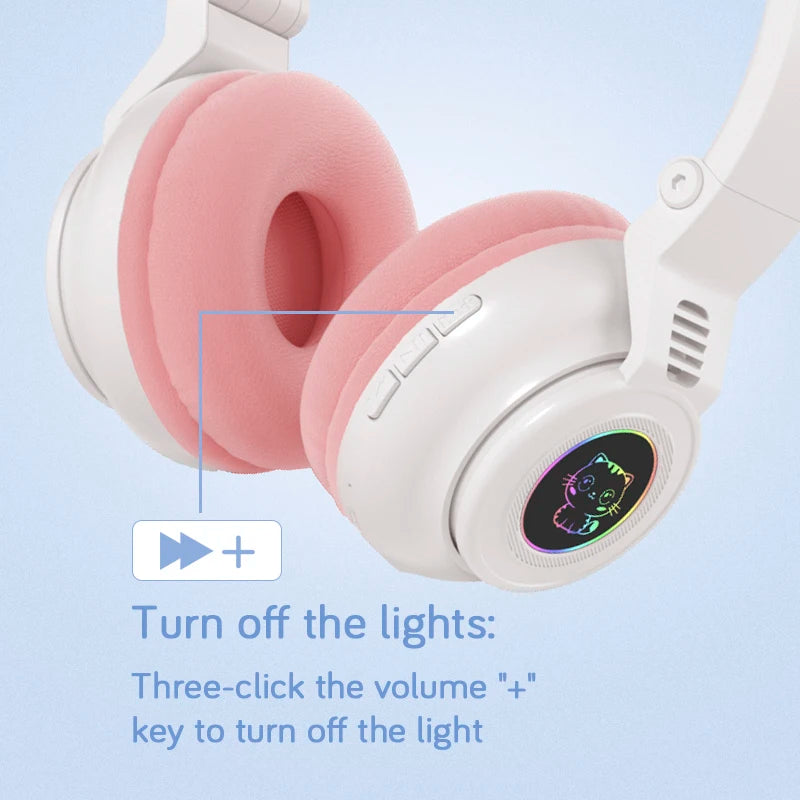 HiFi Girls Wireless Unicorn headphones with Mic phone Stereo Bass Cute Children Music Kid Cat Bluetooth Headsets Support SD Card - Universal Market