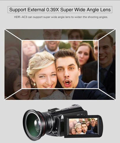 Video Camera 4K Digital Camcorder Professional, Ordro AC3 YouTube Blogger Vlog Cameras Filmadora with Microphone 64GB SD Card