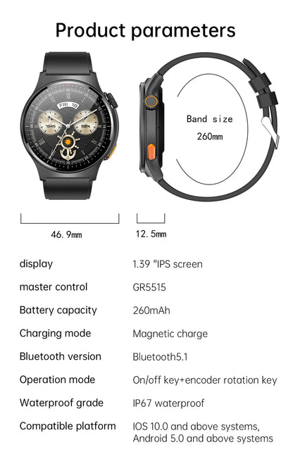 2025 New Outdoor Sport Smart Watch GPS Track Health Monitoring AI Voice Waterproof Fitness Bluetooth Call Smartwatch For HUAWEI