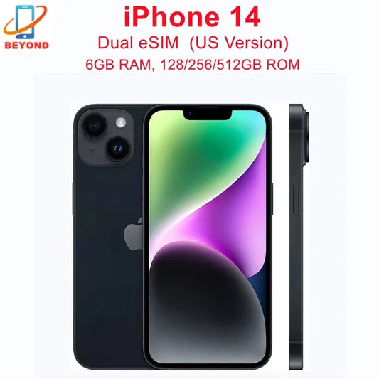 Unlocked iPhone 14 128GB 256 ROM 6GB RAM Dual eSIM 6.1" Original Super Retina OLED Face ID NFC A15 5G Mobile Phone iPhone14 - Universal Market
