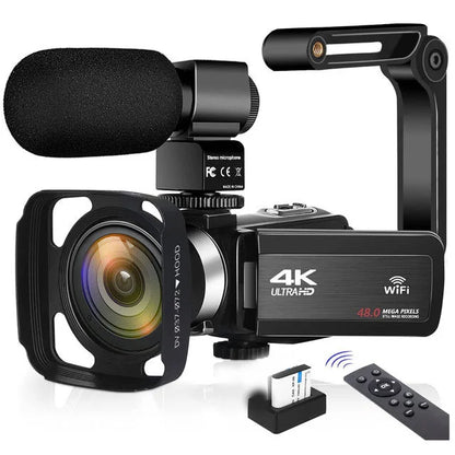 4K Ultra HD Video Camera 30MP WiFi DV Camcorder Digital Video Camera 270 Degree Rotation Touch Screen 16X Digital Zoom Camera