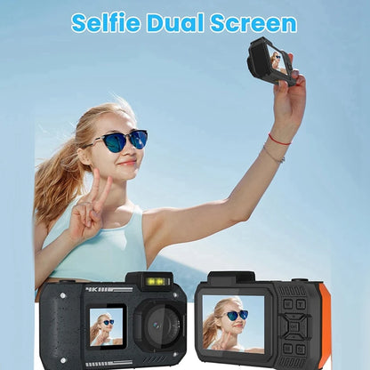 3CGRO-Waterproof Camera 4K 65MP Underwater Camera With 64G Card, For Snorkeling Autofocus Selfie Dual-Screen