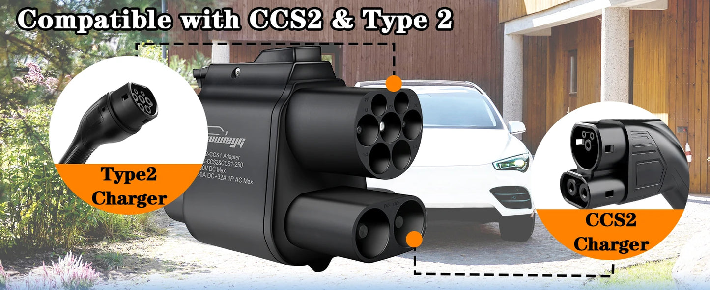 GUWIEYG CCS2 to CCS1 Adapter 350A 350kW From CCS2 to CCS1 DC+AC Electric Vehicle Charger DC 1000V Fast Ev Charging Adapter