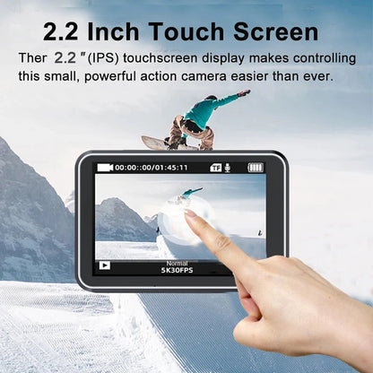 Action Camera F6W Wireless Mic 5K 4K60FPS 48MP 2.2" Touch LCD EIS Dual Screen Wi-Fi 170D Waterproof 30M 8X Zoom Sports Camera