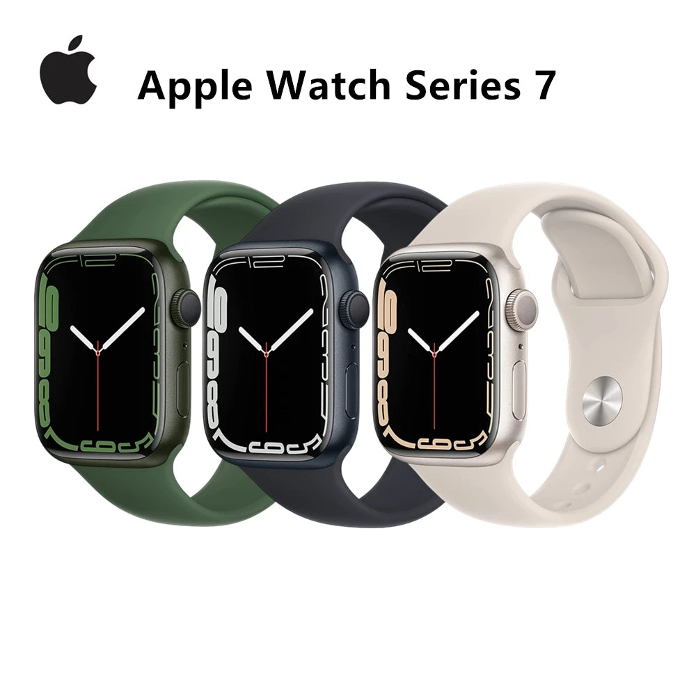 100% Original Apple Watch Series 7 41mm / 45mm Apple Watch S7 Aluminum Case with Sport Band iOS SmartWatch
