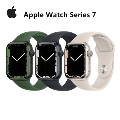 100% Original Apple Watch Series 7 41mm / 45mm Apple Watch S7 Aluminum Case with Sport Band iOS SmartWatch