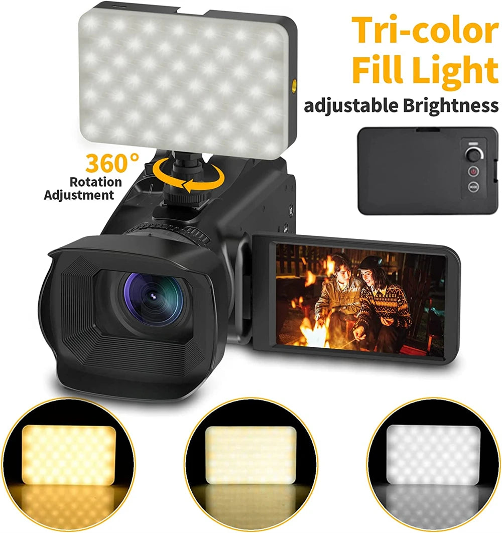 2025 Pro 4K 60FPS Digital Video Camera Photography Youtube Vlog Camcorder For Tiktok Live Stream Webcam 18X Zoom Rotate Touch - Universal Market