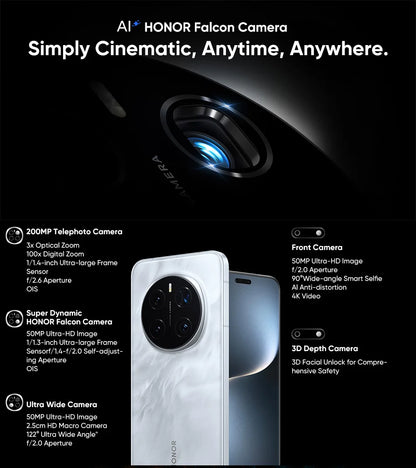 Original New Arrival HONOR Magic7 Pro Global Version 5G Smartphone Snapdragon 8 Elite 6.8''120Hz Display 100W Fast Charger IP69