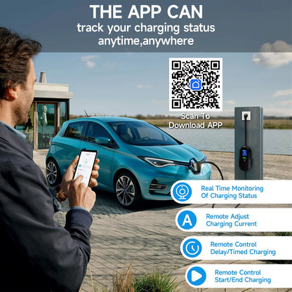 AFEEV Type2 IEC 62196-2 Portable EV Charger 7.2KW 32A Type1 SAEJ1772 Wallbox EVSE Fast Charging Cable WiFi APP Bluetooth Control