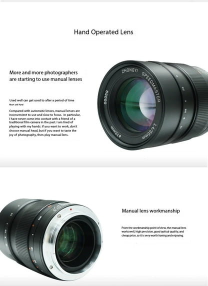 Zhongyi Optics 65mm F1.4 Camera Lens Medium Format Large Aperture Manual Focus Lens For Fuji GFX Hasselbl XCD Mount Cameras