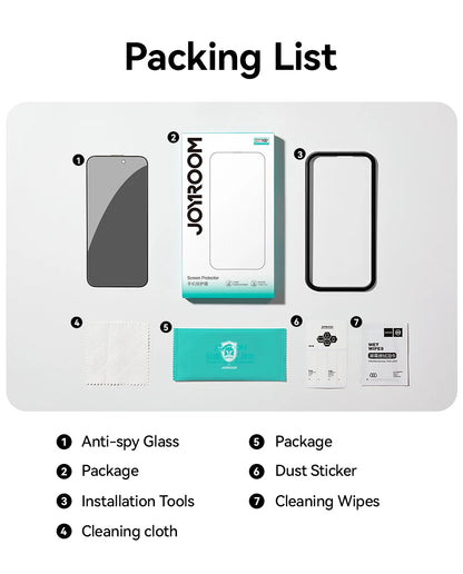 Joyroom 1/2PCS Anti-Spy Glass For iPhone 17 Pro Max Privacy Screen Protector Glass For iPhone 12-17 Pro Max Tempered Glass Film