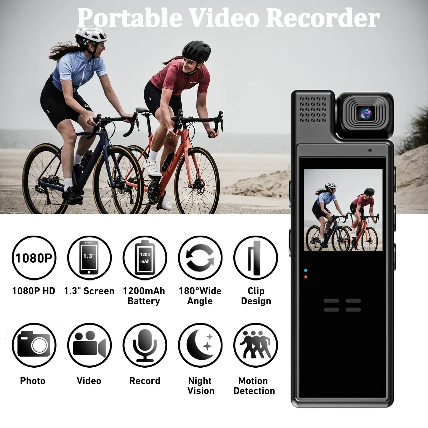 VIVO 8K HD Mini Action Camera Wifi Back Clip 180° Rotatable IR Night Vision Sports Cam Travel Bicycle Driver Video Recorder
