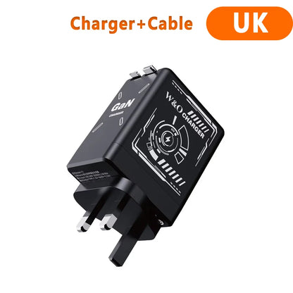 XIAOMI GaN 120W Fast Charger with Retractable Type-C Ligting Cable Portable Multi-Device Folding Adapter For iPhone Samsung