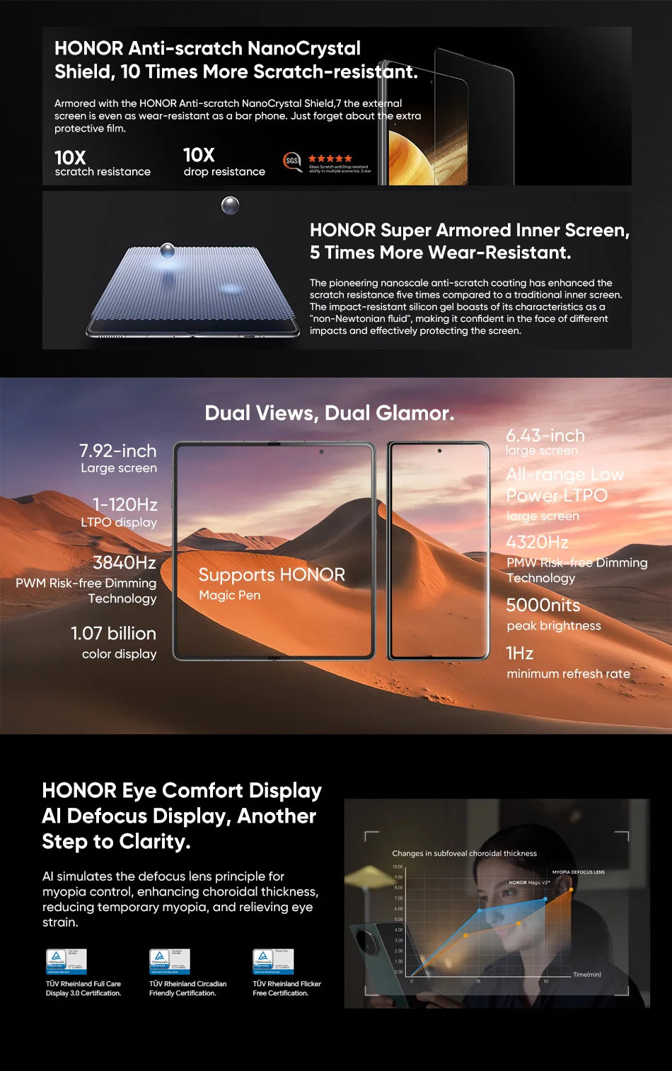 RU Express Global Version Honor Magic V3 5G Foldable LTPO OLED 120Hz Display 7.92" 50MP Camera Snapdragon 8 Gen 3 5150mA 66W NFC