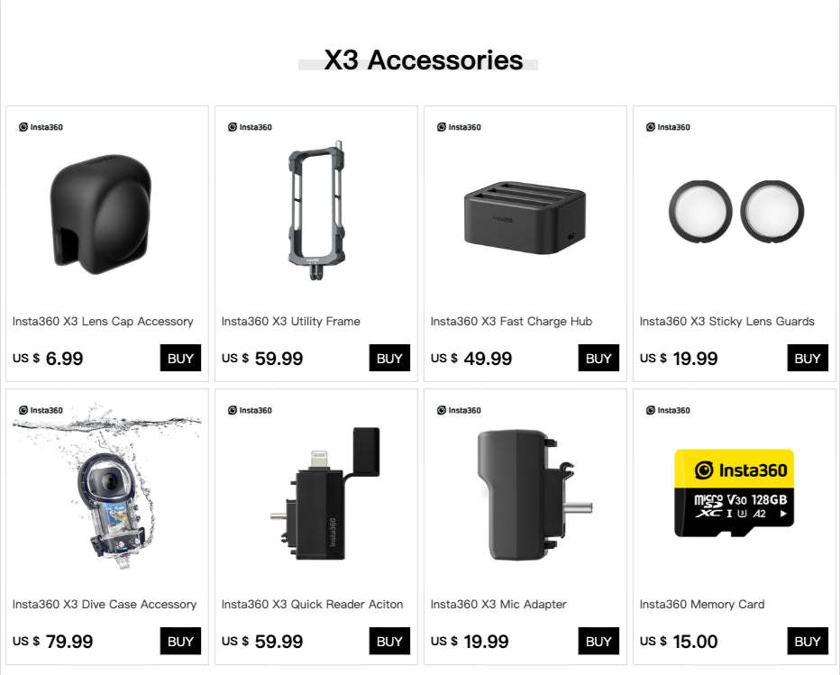 Insta360 X3 - Waterproof 360 Action Camera with 1/2" 48MP Sensors, 5.7K 360 Active HDR Video, 72MP 360 Photo, 4K Single-Lens