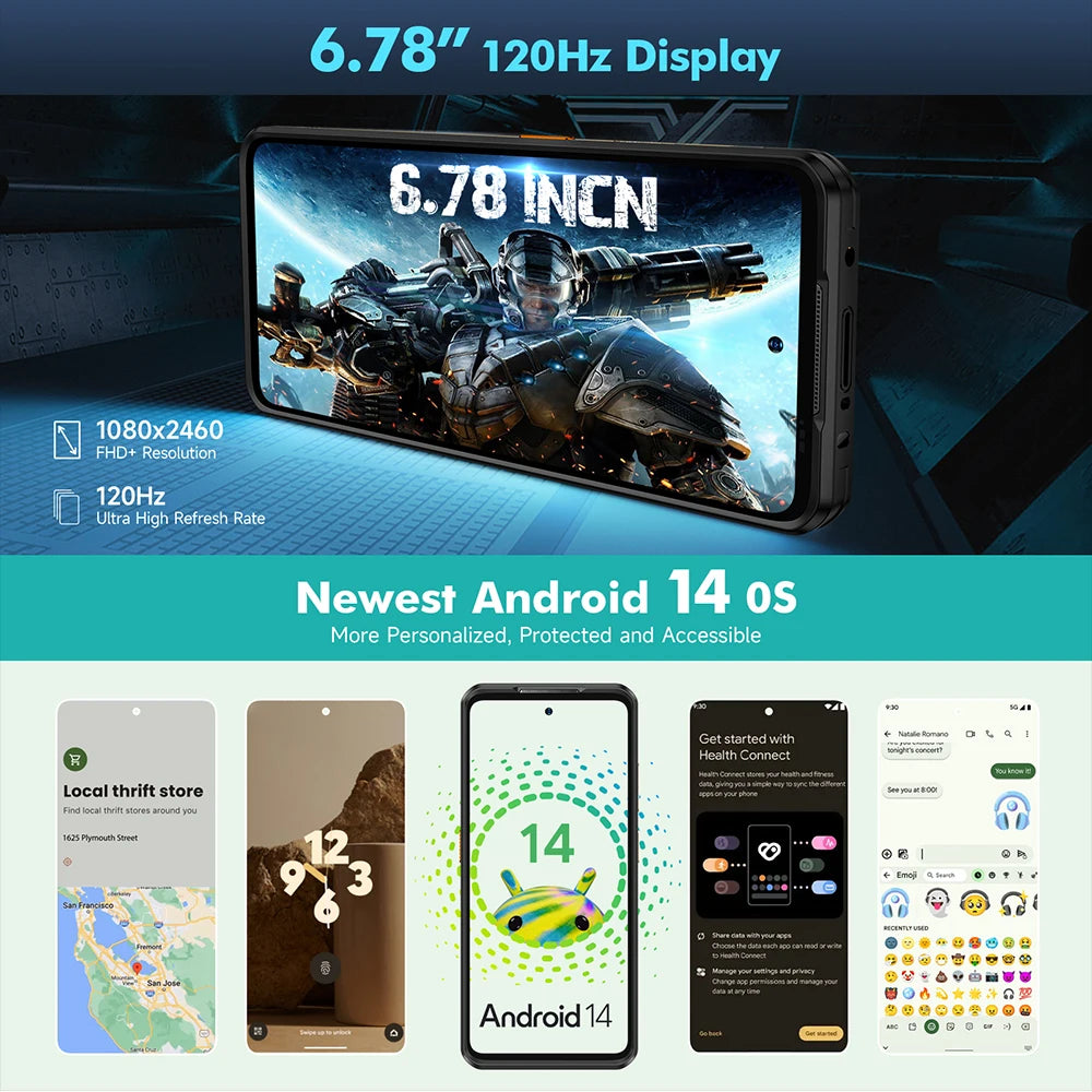 Ulefone Armor 25T 4G Rugged Phone Android 14 33W 50MP+64MP Night Camera NFC Waterproof Smartphone 6.78" 120Hz  256GB ROM  Global
