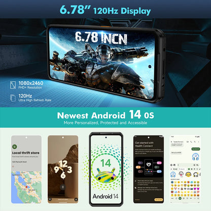 Ulefone Armor 25T 4G Rugged Phone Android 14 33W 50MP+64MP Night Camera NFC Waterproof Smartphone 6.78" 120Hz  256GB ROM  Global