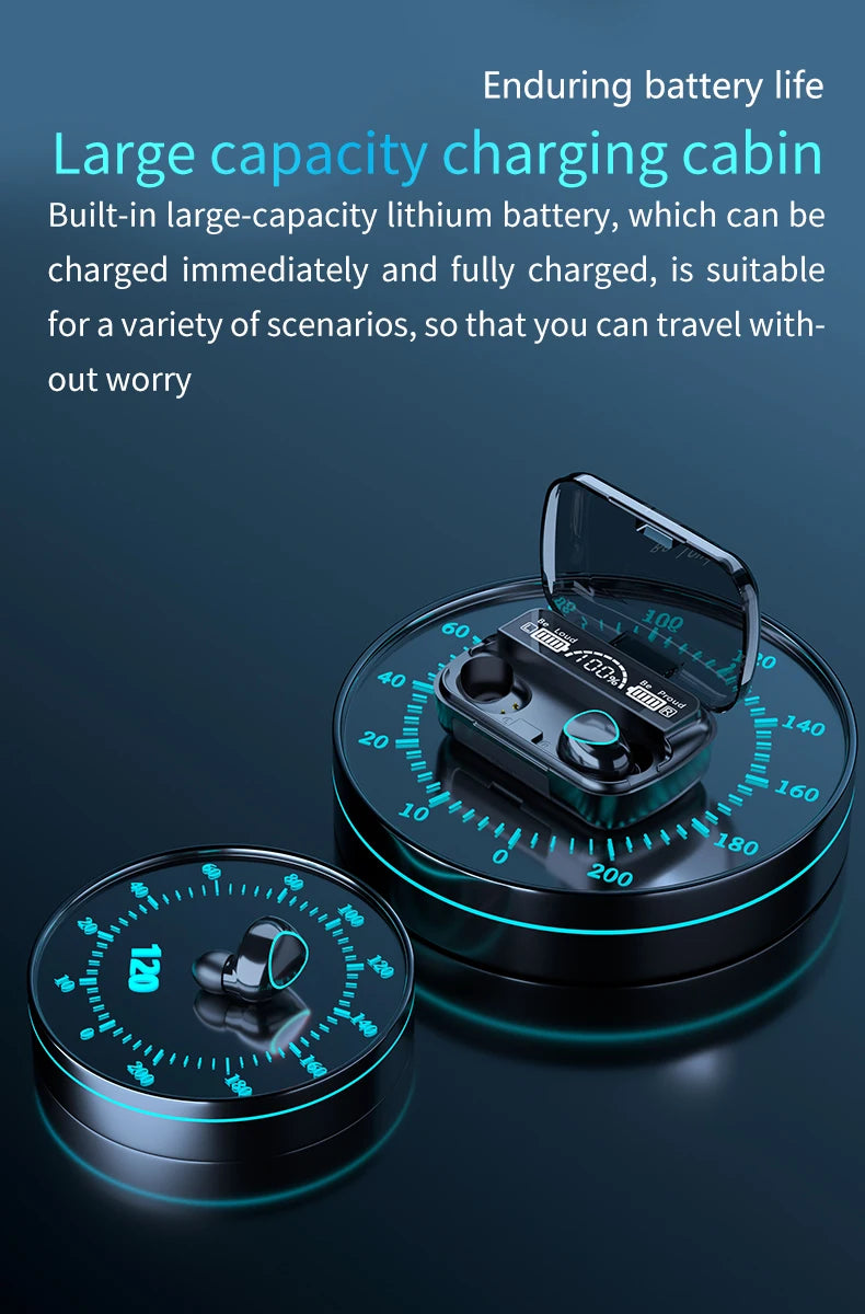TWS M10 Wireless Bluetooth Headset with Charge Box for Phone Noise Cancelling Mic Earbuds LED Display Headphones Sport Earphones - Universal Market