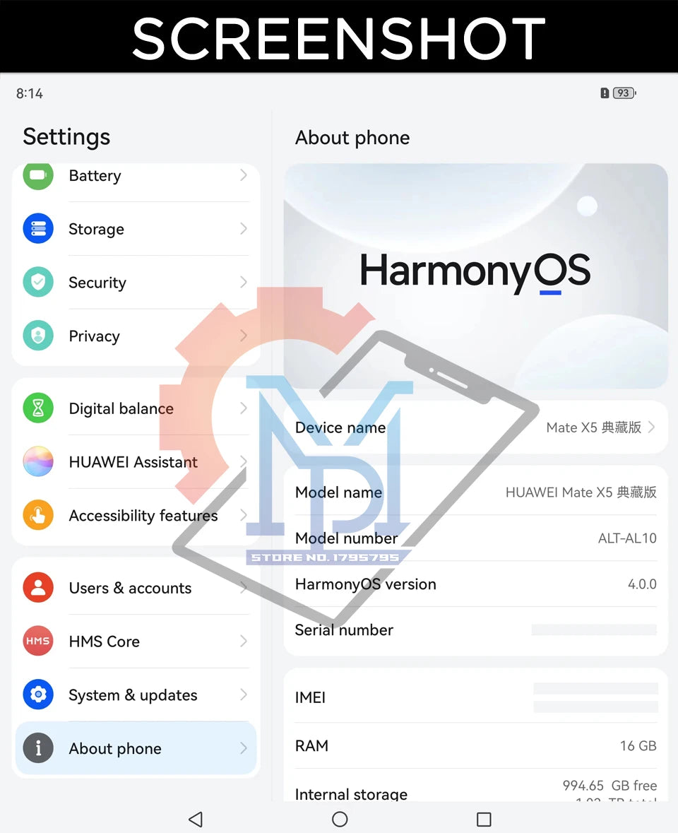 Original Huawei Mate X5 Folded Screen 5G Mobile Phone 7.85" Kunlun Glass Screen HarmonyOS 4.0 Kirin 9000S Octa Core Smartphone