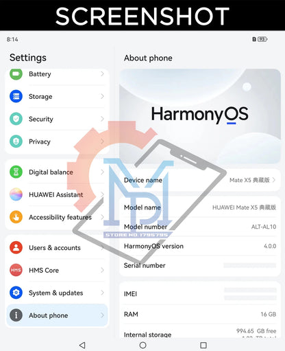 Original Huawei Mate X5 Folded Screen 5G Mobile Phone 7.85" Kunlun Glass Screen HarmonyOS 4.0 Kirin 9000S Octa Core Smartphone